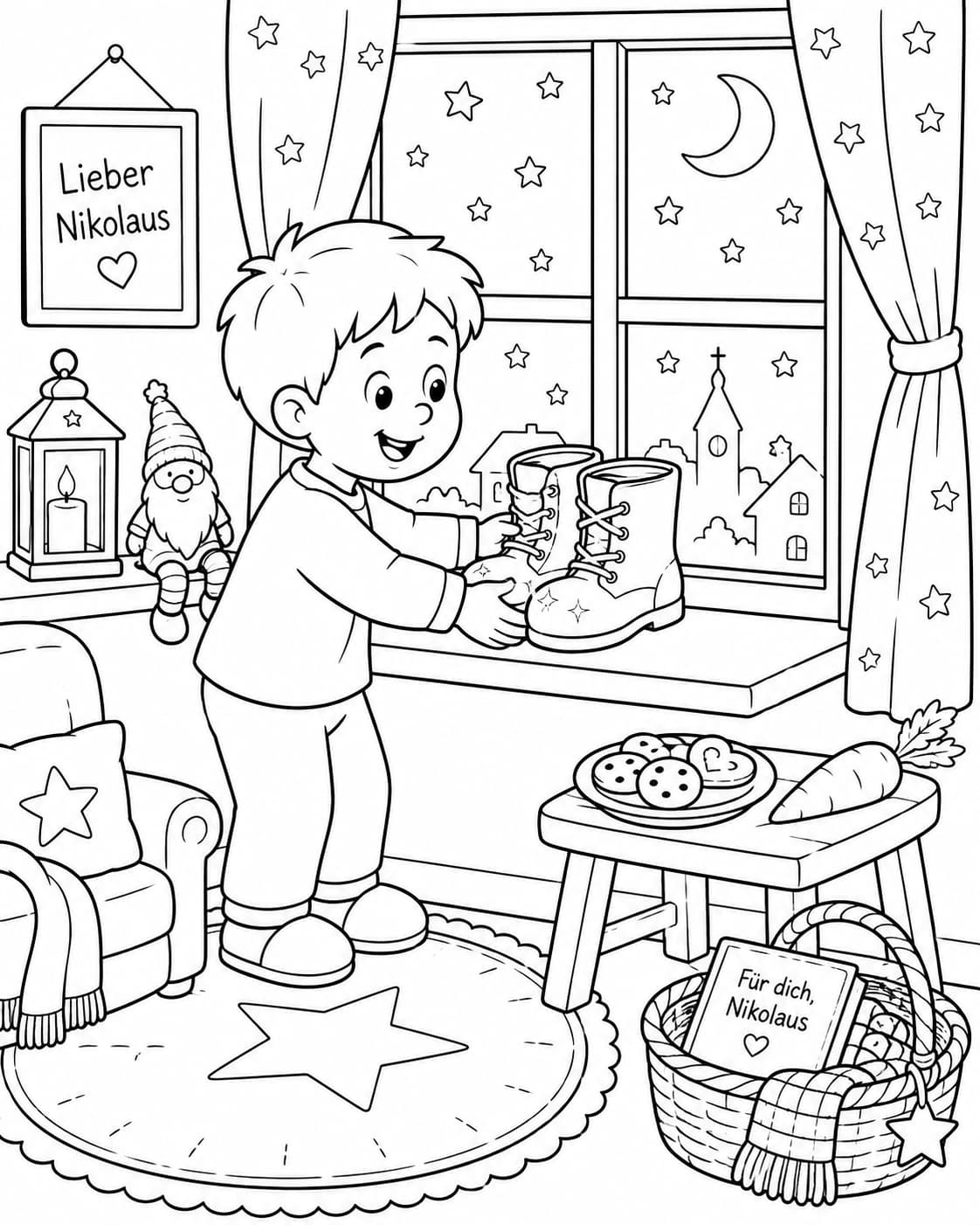Nikolaus Motiv 2 als kostenloses Ausmalbild für Kinder